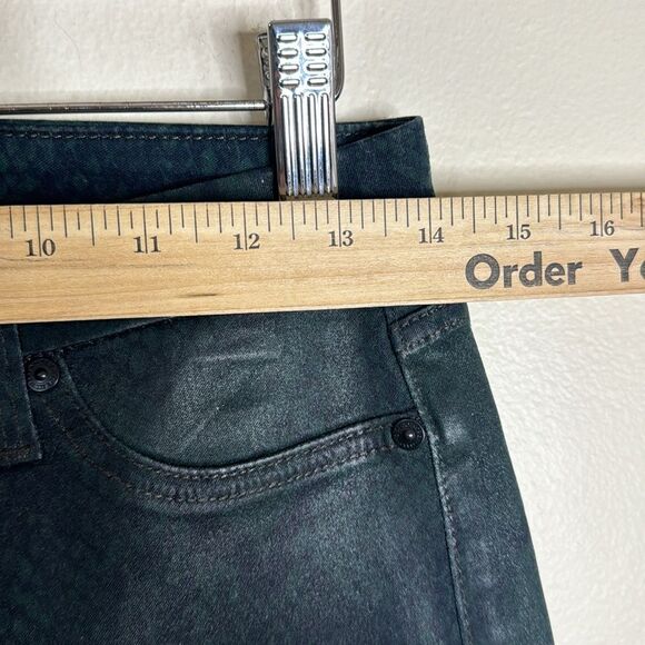 7 For All Mankind High-Waist Ankle Skinny Coated Green Python jeans SZ 28 NWOT - Picture 7 of 14
